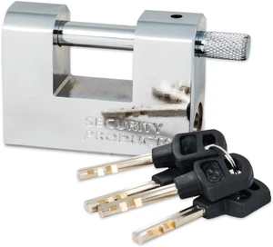 3-1/8 Security Padlock Products SPSA80-CR-KA Triple Chrome Plated D-Shaped Security Padlock