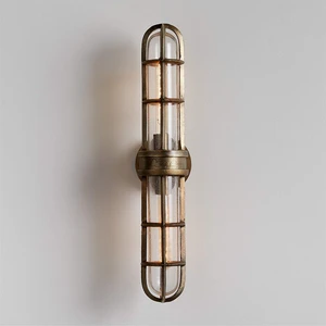 Brass Wall Sconce Industrial Nautical Hotel Bar Cage Brass Glass LED E12 Factory Wholesale Crossborder Boathouse Cage Sconce