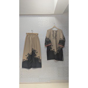FUSION Digital Coords Set SL00247 Bohemian Style Three Quarter Sleeve Top with Chiffon Fabric Price 1749!