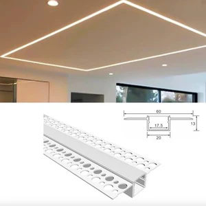 20mm Width Ceiling Led Profile Light with PC Cover Diffused Heat Dissipation Gypsum Wall Plaster Aluminum LED Channel Diffuser
