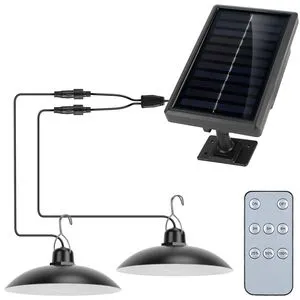 Dual-Head Solar Shed Lamp with Timing Dusk-to-Dawn Sensor Dimmable Remote Control IP65 Waterproof Smart Outdoor Lighting