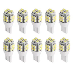 10pcs 12V T10 LED Light Bulb Wedge Base for Auto Interior Dome Map License Plate Trunk Side Lighting