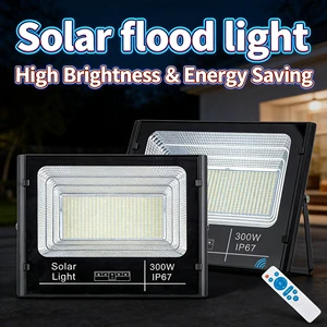 High Lumen Touch Control SMD ABS 25W-300W Outdoor IP67 Waterproof 6000K 120 Beam Angle LED Solar Flood Lights 2-Year Warranty CE