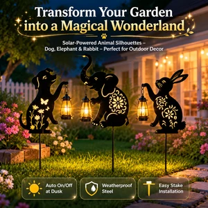 Wholesale Solar Lights Hollow Rabbit Dog Chicken Elephant Garden Ornament Plugin Custom Metal Decor Outdoor Art