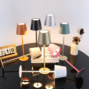 Modern Design USB Rechargeable LED Table Lamp 3-Color Night Light with Eye Protection for Home Hotel Bar E26 Bulb Base