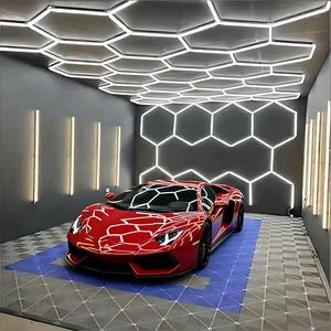 14 Holes Hexagon Honeycomb LED Detailing Work Lights AC Powered IP54 Rated Garage Workshop Car Wash Shop