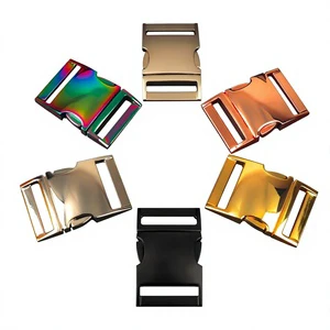 Custom Logo Luxury Portable Colored Curved Side Quick Release Buckle Hardware Strap 50mm 25mm Dog Collar Metal Buckle Bag Pet