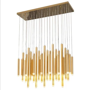 Modern Decoration Pendant Light Acrylic Round Aluminum Tube Led Multi-head Hanging Metal Material Indoor Lighting Chandelier