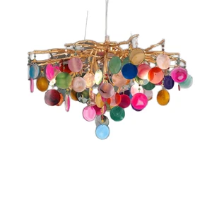 Cross-Border Direct Supply Nordic Internet-Famous Firefly Agate Chandeliers Creative LED Gold Lighting Living Room Bedroom Hotel