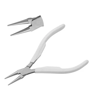 Round Nose Plier 120mm Smooth Jaws Without Spring & White Handles Joint Box Jewelry Making Precision Needle Nose Holding Pliers