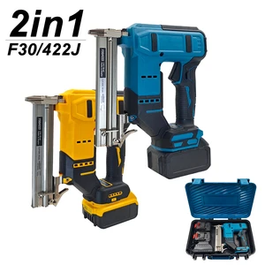 Cordless Brad Nail Gun 21V Lithium Battery 2-in-1 Electric Stapler and Nailer F30 Portable Power Nailer for DIY Woodworking