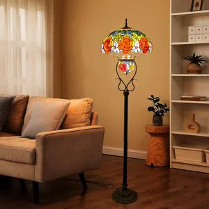 LED Large Table Lamp Vertical Divani Floor Lamp Room Decoration Rose For Wedding Glass Iron Round Classical Switch Control