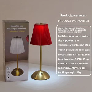 High Quality Fabric Metal Table Lamp, LED Rechargeable Touch Control USB Atmosphere Night Light for Bedroom,Wedding Lamp