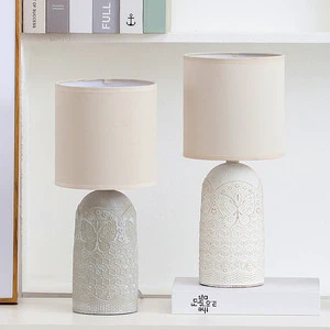 Wholesale Cheap Retro Table Lamp European Embossed Design Ceramic Bedside Lamp for Home Decor