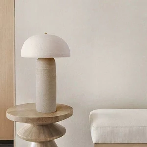Luxury Home Decor Minimalist Electric LED Dimmable Ceramic Bedside Table Lamp with Textured Design