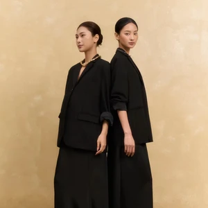 Women's 78% Polyester 18% Rayon 4% Spandex Silk Full Length Notched Collar Full Sleeve 2 Piece Long Set Solid Breathable Woven