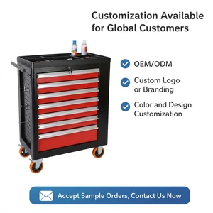 OEM 6 7 8 Drawer Mobile Rolling Lockable Metal Tool Cabinet Trolley Workshop Tool Box Roller Cabinet With Handle and Wheels