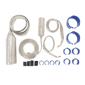 Stainless Steel Dress up Hose Cover Kit Universal Radiator Hose Sleeving Set Extreme Heat Resistant for Vehicle Black