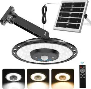 Shingel 5 Modes Solar Power Lights Indoor Outdoor Motion Sensor Solar Shed Light with Remote for Barn Gazebo Yard Garage