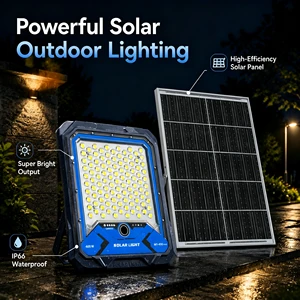 New IP66 Smart Solar Outdoor Flood Light 200-2000W Light-Controlled for Courtyard Garden Roadway.