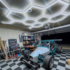 Waterproof 6500K LED Garage Lighting Lamp Honeycomb Hexagonal Auto Detailing Inspection Work Light for Car Wash Workshop AC