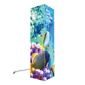 Custom Portable Advertising Light Square Trade Show Column Counter Led Seg Lightbox with Aluminium Frame and Polyester Fabric
