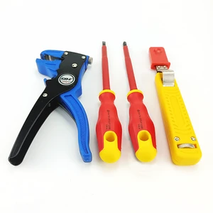 Custom 4-piece Professional Hardware Tool Kit Wire Stripper Pliers Insulated Vde Screwdriver Electrician Tool Set