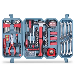73pc Professional Red Multifunction DIY Hand Tool Kit Set Complete All Household Improvement Repairs Portable Hard Case OEM ODM