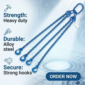 Z2LIFTING Customized Grade 100 Alloy Steel Welded Chain Lifting Slings EN 818 Blue Lacquered/Black Finish CE Certified
