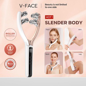 5 Gears Vibration Face Roller Electric Massager for Facial & Body Contour Rechargeable Skin Care Tool with LED Light