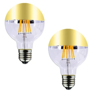 220V LED Mirror Bulb G80 G95 G125 Reflect Shadow Light with Half Chrome Half Gold Filament E26 Base for Residential AC/DC Supply