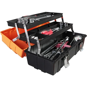 17 Inch ABS Waterproof Tool Box with Latch Removable Tray 3 Compartments OEM Customizable
