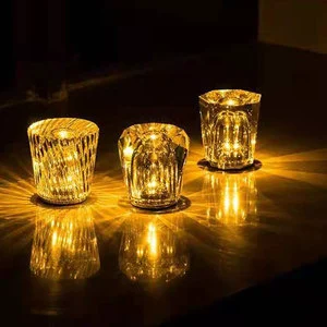 Modern Crystal LED Table Lamp with Touch Control & Dimmable Rechargeable Battery Creative Gift for KTV/Bar Use