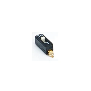 2.54mm Pin Pitch SPST 1 Position SMD Dip Switch Gold Plated Contacts Brass Terminals 25mA 24VDC Gull Wing Termination Raised