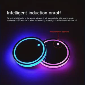 LED Car Cup Holder Light with Multiple Color Changes Rechargeable Waterproof and Anti slip Coaster, Indoor Atmosphere Light 1PCS