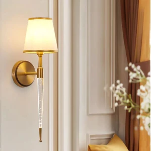 American Brass Retro Wall Lamp for Indoor Living Room Bedroom Bedside Villa Hotel Corridor Hallway LED Light Source