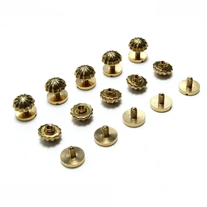 Custom Metal Durable Waterproof Copper Classic Decorative Chicago Screw Flower Rivet 10mm For Dogs And Cats Pet Collar
