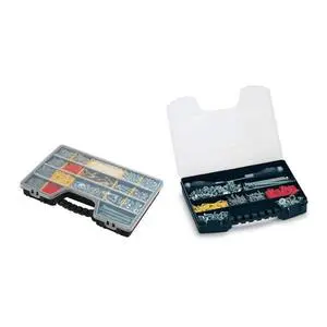 TTAKE Plastic Portable Tool Box 24 Compartments 51x33x6 Cm Black Latch Closure 20L Capacity Storage for Tools and Hardware