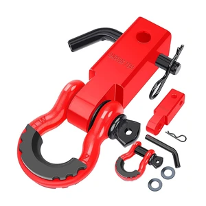 Heavy Duty 2 Inch Shackle Receiver Hitch with D Ring Shackle 5000KG WLL Offroad Recovery Towing Hook for Truck SUV Vehicle