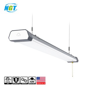 100W 120W 1.1m Shop Lights Aluminum Stock In US Linkable Pull Chain Office Ceiling Fixture LED Linear Lamp Batten Light