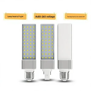 LED Horizontal Plug-in Lamp 10W 110V 220V Corn Bulb E27 G24 Screw Base Aluminum Alloy Pluggable Tube