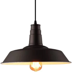 Zhongshan Wholesale Industrial Wide Barn Shade Pendant Lamp Black White E27 Single Hanging Light For Bar Garage Restaurant