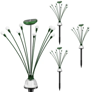 New Recommend Led Solar Powered Wind-powered Swaying Firefly Lamp Landscape Garden Outdoor Firework 2 in 1 Solar Garden Light