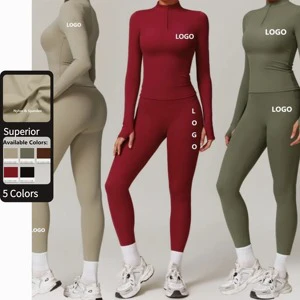 Women's 2025 Sports Bodysuits Jumpsuits Long Sleeve Top Yoga Set Activewear Clothing For Athletics Fitness Gym Fitness 2 Piece