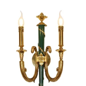 Copper Pole Wall Lamp Stations of the Cross Decoration Hotel Villa Corridor Light with Fabric Lampshade Motif Brass Wall Lights