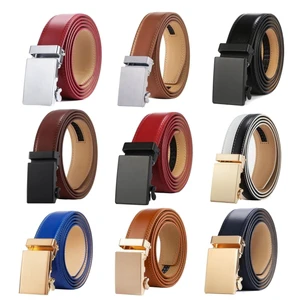 Luxury Cow Hide Custom Logo Multi-Color Men's Belt with Alloy Auto-Lock Buckle Self-Adjusting Ratchet Design