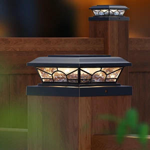 Solar Post Fence Light Shed Gutter Lamp Garden LED Warm White IP44 Waterproof Pillar Light with 360 Beam Angle