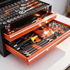 High Quality Heavy Duty Three-Drawer Portable Hard Case Home Use Tool Box Set 408-Piece Ratchet Hand Tools OEM Chrome Vanadium