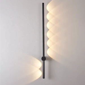 Nordic Simple Modern 6W 9W 60 90 cm Indoor Linear Strip Led Wall Lamps Rotatable Long LED Wall Light for Bedroom Living Room