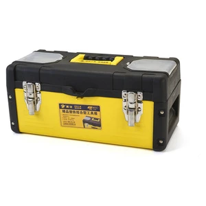 Heavy Duty Portable Tool Box Reinforced PP Plastic Metal Toolbox with Tray and Metal Lock 14 17 19 Inch